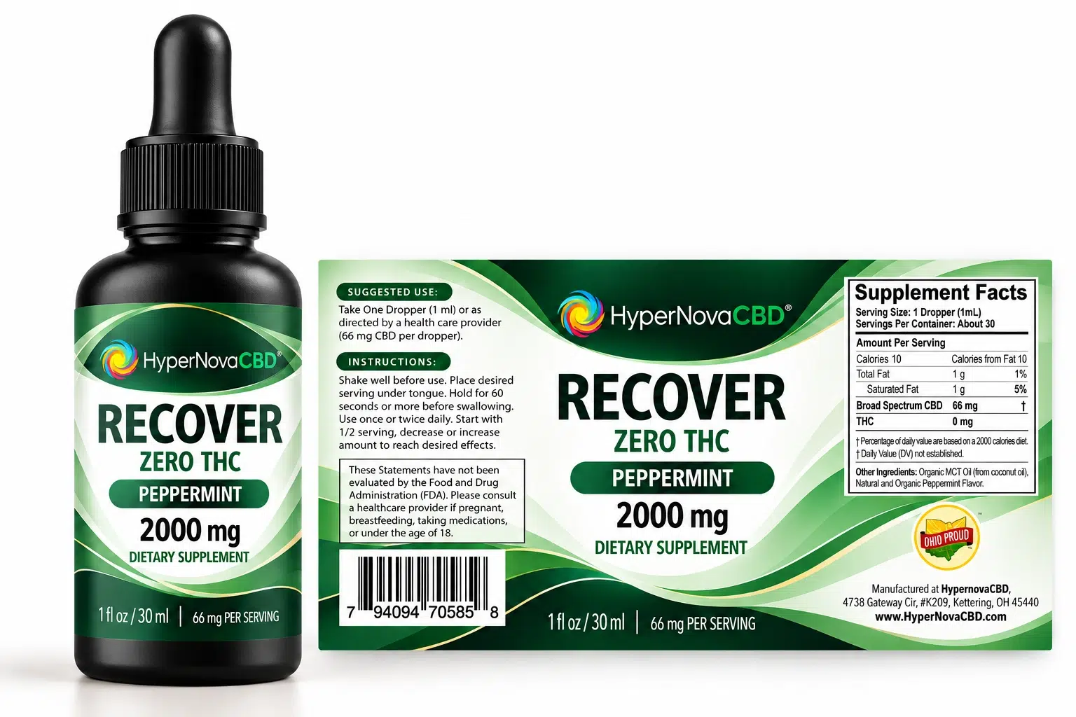 THC Free CBD Tincture peppermint